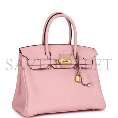 HERMÈS MASTER BIRKIN 30 ROSE SAKURA VERSO CLEMENCE GOLD HARDWARE (30*22*16cm) 
